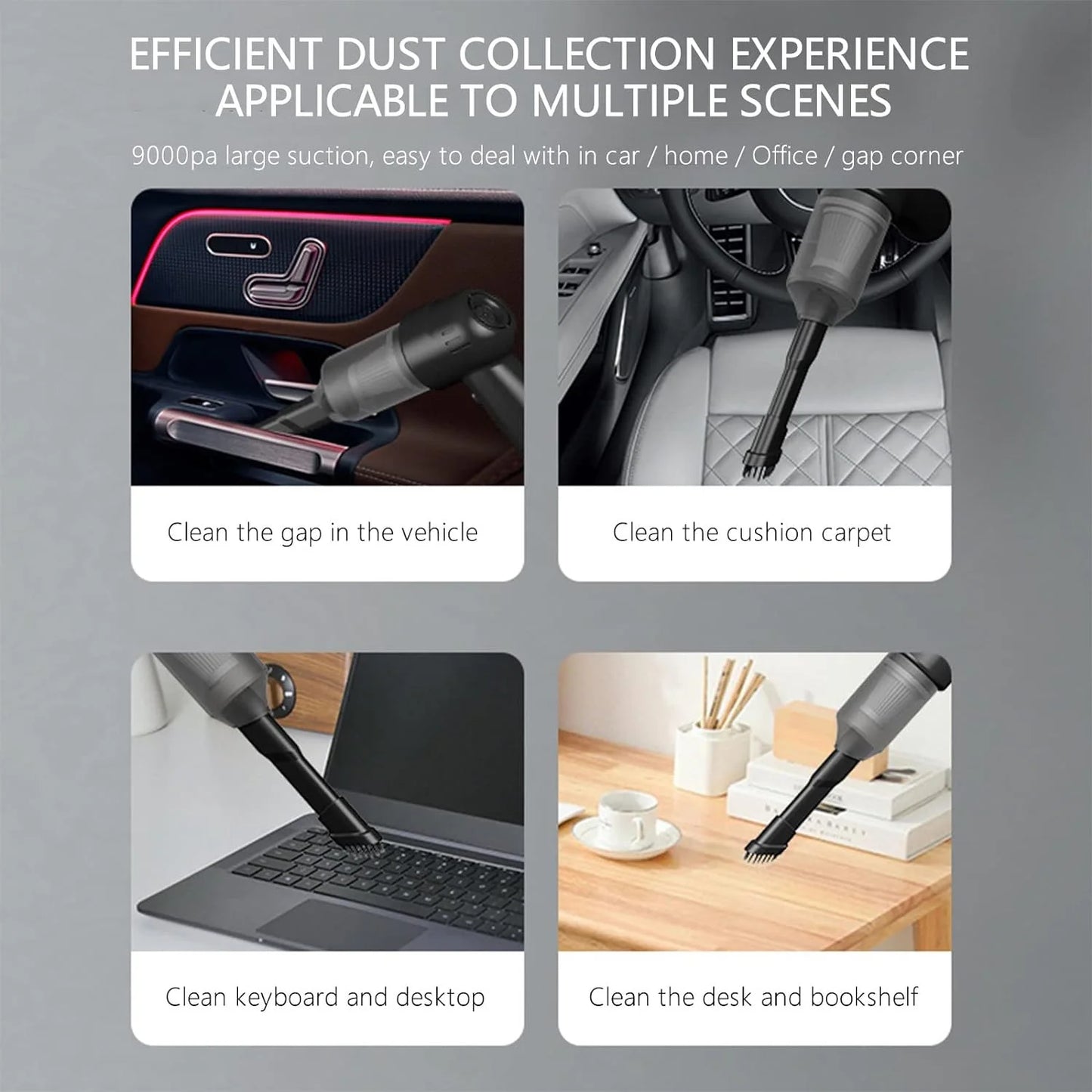 2 in 1 Wireless Vacuum Cleaner | Handheld USB Rechargeable for Home & Car (Premium Quality)
