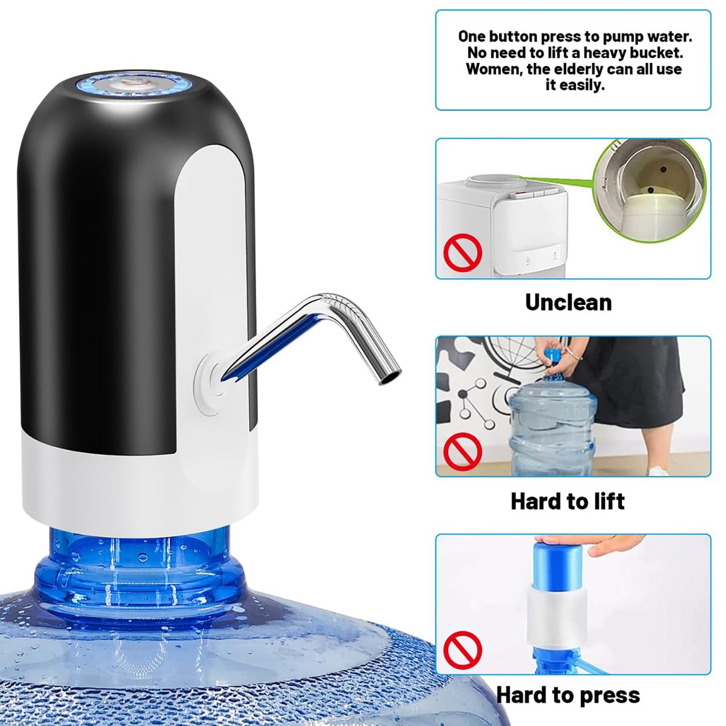 Automatic Wireless Water Can Dispenser Pump for 20 Litre Bottle Can, with Low Noise & High Efficiency (Premium Quality)