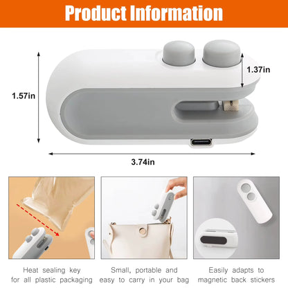Handheld Mini Heat Sealer for Food & Snacks | 2-in-1 Bag Sealer with Cutter | Premium Quality